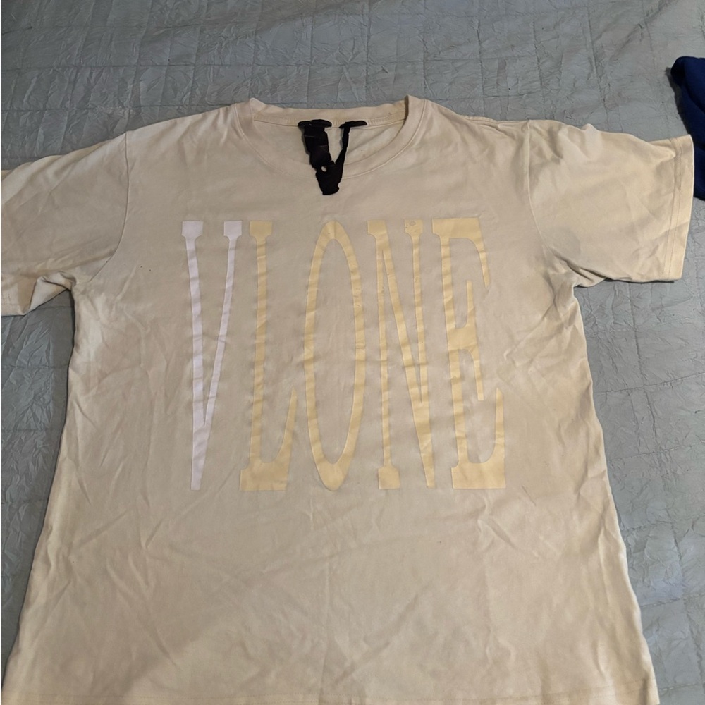 VLONE Beige T-Shirt with Bold Logo